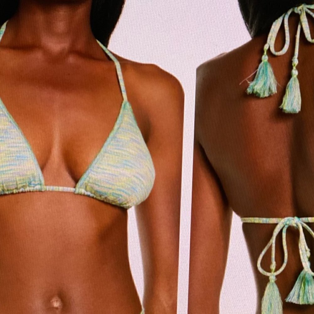 BECCA Mosaic Triangle Bikini Top Kiwi Color Size M